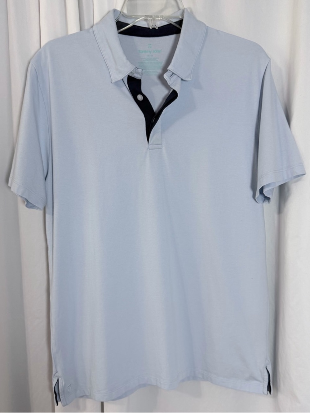 Tommy John Light Blue Polo Shirt with Navy Trim